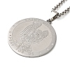Non-Tarnish Flat Round 201 Stainless Steel Saint Michael Medal Pendant Necklaces for Women and Men LS-NJEW-F324-08P-1