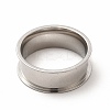 Non-Tarnish 201 Stainless Steel Grooved Finger Ring Settings STAS-P323-04P-2