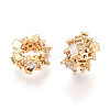 Brass Micro Pave Clear Cubic Zirconia Rondelle European Beads KK-N275-08G-1