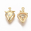 Brass Micro Pave Clear Cubic Zirconia Charms ZIRC-Q021-030G-NF-2