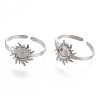 Non-Tarnish 304 Stainless Steel Sun Cuff Rings RJEW-N038-116P-2