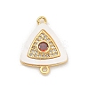 Brass Micro Pave Clear Cubic Zirconia & Shell Connector Charms KK-M303-03G-10-1