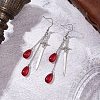 Teardrop with Sword Alloy Dangle Earrings EJEW-JE06311-1