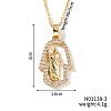 Shiny Brass Micro Pave Clear Cubic Zirconia Hollow Hamsa Hand Vintage Statue Pendant Necklaces DN8896-3-1