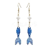 Glass & Shell Dangle Earrings EJEW-MZ00160-02-1