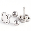 Tarnish Resistant 201 Stainless Steel Flower Barbell Cartilage Earrings EJEW-R147-15-2
