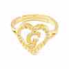 Real 18K Gold Plated Brass Alphabet Adjustable Rings RJEW-M139-18G-2