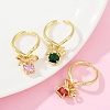 Brass Micro Pave Cubic Zirconia Adjustable Open Cuff Rings for Women RJEW-U057-05G-3