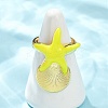 Brass Enamel Adjustable Cuff Rings for Women RJEW-G357-01E-2