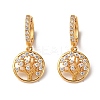 Tree Brass Micro Pave Clear Cubic Zirconia Hoop Earrings EJEW-F384-01G-4