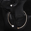 Round Plastic Imitation Pearl Stud Earrings & Cubic Zirconia and Rhinestone Heart Cuff Choker Necklaces Sets SJEW-U003-01G-2