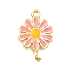 Brass Enamel Flower Links Connector Charms KK-C121-04G-02-1