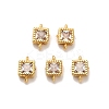 Brass Pave Clear Cubic Zirconia Square Connector Charms KK-H515-06G-1