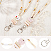 Wood & Silicone Retractable Badge Reel with Chains HJEW-SC00157-6