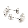Rhodium Plated 925 Sterling Silver Safety Pin Shape Stud Earrings EJEW-Z024-03P-2