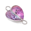 Transparent Glass Heart Links Connector Charms PALLOY-JF04197-4