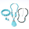 Teardrop Synthetic Turquoise Pendant Necklaces & Dangle Earrings & Stretch Bracelets Sets FS-WGCD8C0-01-5