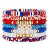 7Pcs Heart Pattern Polymer Clay & Plastic Pearl & CCB Plastic Beaded Stretch Bracelet Set for Women FS-WG634BB-24-1