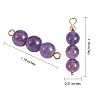 10Pcs Triple Natural Amethyst Round Beaded Connector Charms PALLOY-SW00003-01-2
