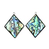 304 Stainless Steel Pave Natural Paua Shell Pendants STAS-Z125-01D-P-1