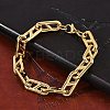 304 Stainless Steel Oval Link  Chain Bracelets for Women Men BJEW-F488-49C-G-2