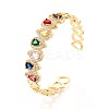 Brass Micro Pave Cubic Zirconia and Rhinestone Cuff Bangles for Women KK-T079-66G-1