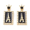 Brass Micro Pave Clear Cubic Zirconia Pendants ZIRC-Z016-35G-2