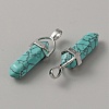 Synthetic Turquoise Dyed Double Terminal Pointed Pendants G-WH0016-37F-2