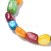 Dyed Natural Shell Nugget Beaded Stretch Bracelet for Women BJEW-JB09383-02-2