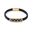 Men's Braided Black PU Leather Cord Bracelets BJEW-K243-62G-1