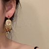 Bohemia Style Alloy Acrylic Tassel Dangle Stud Earrings for Women EJEW-G435-01G-1
