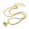 304 Stainless Steel Rhinestone Snake Chain Evil Eye Pendant Necklaces NJEW-K273-02G-3