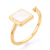 Square Brass & Shell Cup Peg Ring Settings KK-N274-28G-1