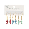 Ocean Series 304 Stainless Steel Enamel Dangle Earrings EJEW-K017-01B-G-4