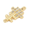 Brass Clear Cubic Zirconia Cross Connector Charms KK-Q028-33G-2