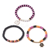 3Pcs Halloween Theme Handmade Polymer Clay Beaded Stretch Bracelets BJEW-TA00466-4