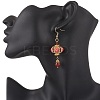 Lantern 304 Stainless Steel Synthetic Imperial Jasper Dangle Earrings EJEW-MZ00609-05-3