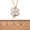 Brass Micro Pave Cubic Zirconia Four Leaf Clover Pendant Neckalces for Women NJEW-S448-02G-5