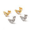 Rack Plating Brass Pave Clear Cubic Zirconia Butterfly Stud Earrings EJEW-F301-27-1