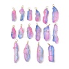 16Pcs Electroplated Raw Rough Natural Quartz Crystal Pendants PALLOY-AB00115-1