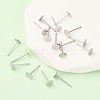 Tarnish Resistant 304 Stainless Steel Flat Round Blank Peg Stud Earring Findings STAS-S028-23-4