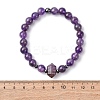 Natural Amethyst Beaded Stretch Bracelet for Women BJEW-A145-01F-5