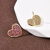 Heart Brass Micro Pave Cubic Zirconia Stud Earrings EJEW-H178-01G-5