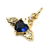 Heart with Wings Brass Micro Pave Cubic Zirconia Charms KK-C134-22G-3