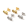 Clear Cubic Zirconia Bowknot Stud Earrings EJEW-F301-17-1