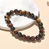 Natural Tiger Eye Bead Stretch Bracelets X-BJEW-K212-B-005-1