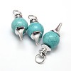 Platinum Tone Zinc Alloy Synthetic Turquoise Pendants G-F228-47G-FF-1