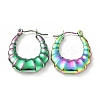 Ion Plating(IP) Rainbow Color 304 Stainless Steel Teardrop Hoop Earrings for Women EJEW-G293-12M-1