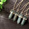 Bullet Natural Green Aventurine Pointed Pendant Necklaces NJEW-BB00024-05-4