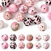 24Pcs 6 Styles Printed Round Silicone Focal Beads SIL-YW0001-78B-1